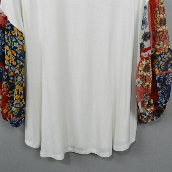 Watermelon Women's 2XL Knit Top Floral Sleeve Pullover Ivory Cream Multicolor - Picture 10 of 11